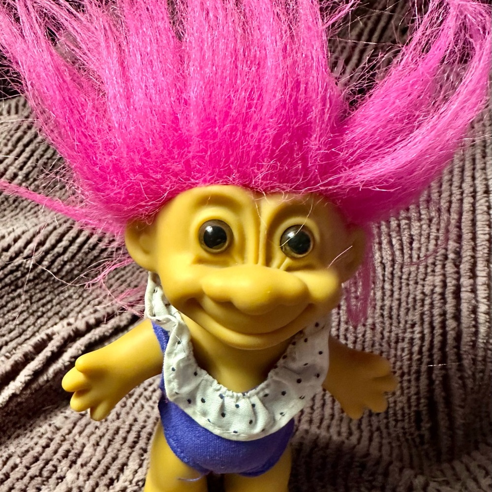 Vintage Russ Troll Bathing Beauty 5” Blue Swimsuit Pink Hair Collectible Doll